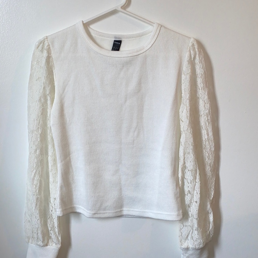 NWOT SHEIN Lace Sleeve Blouse